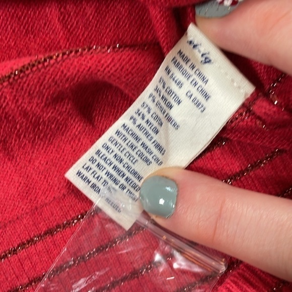 Stripes - Burgundy Holiday Red Striped Sparkly Cardigan Perfect For Layering - Picture 5 of 7